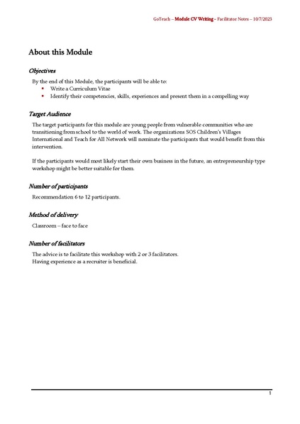 File:GoTeach CV WRITING SKILLS Facilitator Notes.pdf